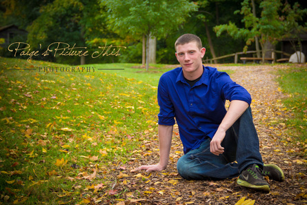 Picture This Photography | www.paigespicturethis.com | high school senior boy outside on path in fall with leaves casual