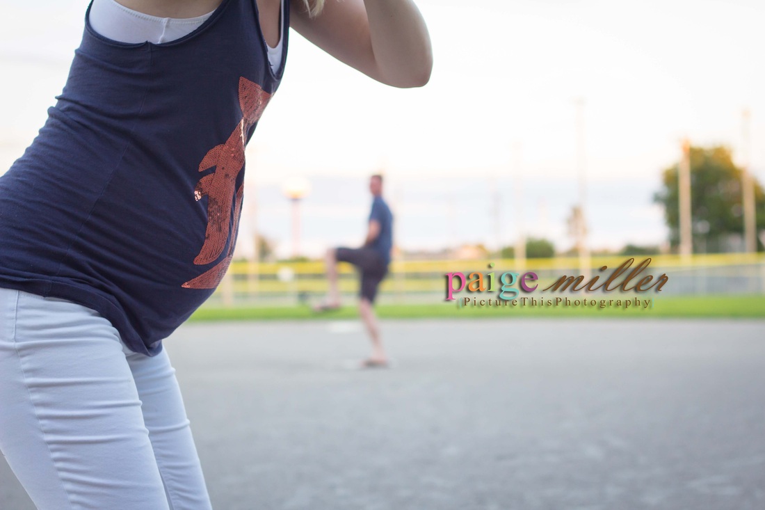 Picture This Photography | www.paigespicturethis.com | maternity detroit tigers baseball pitch bat