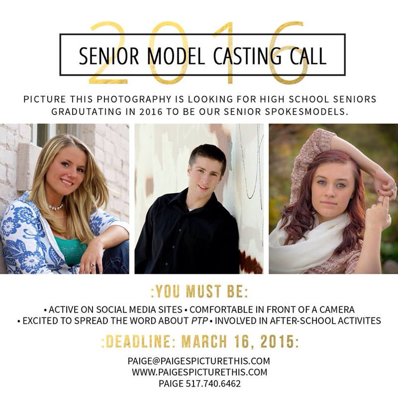 Picture This Photography, Senior photographer, jackson senior photographer, marshall senior photographer, lansing senior photographer, senior model casting call 2016