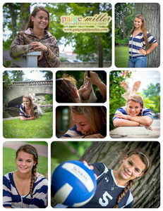 high school senior girl with volleyball outdoors